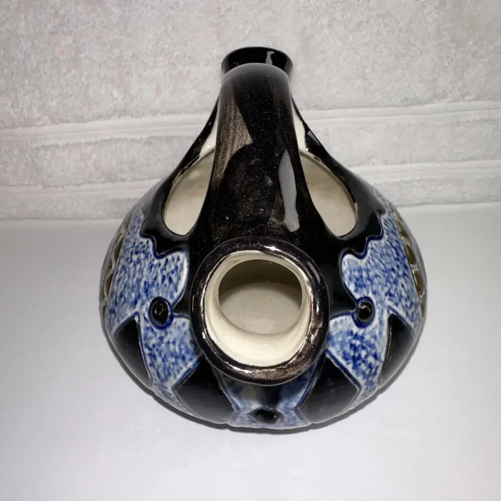 VTG Antique Amphora Blue Flowers Wedding Vase